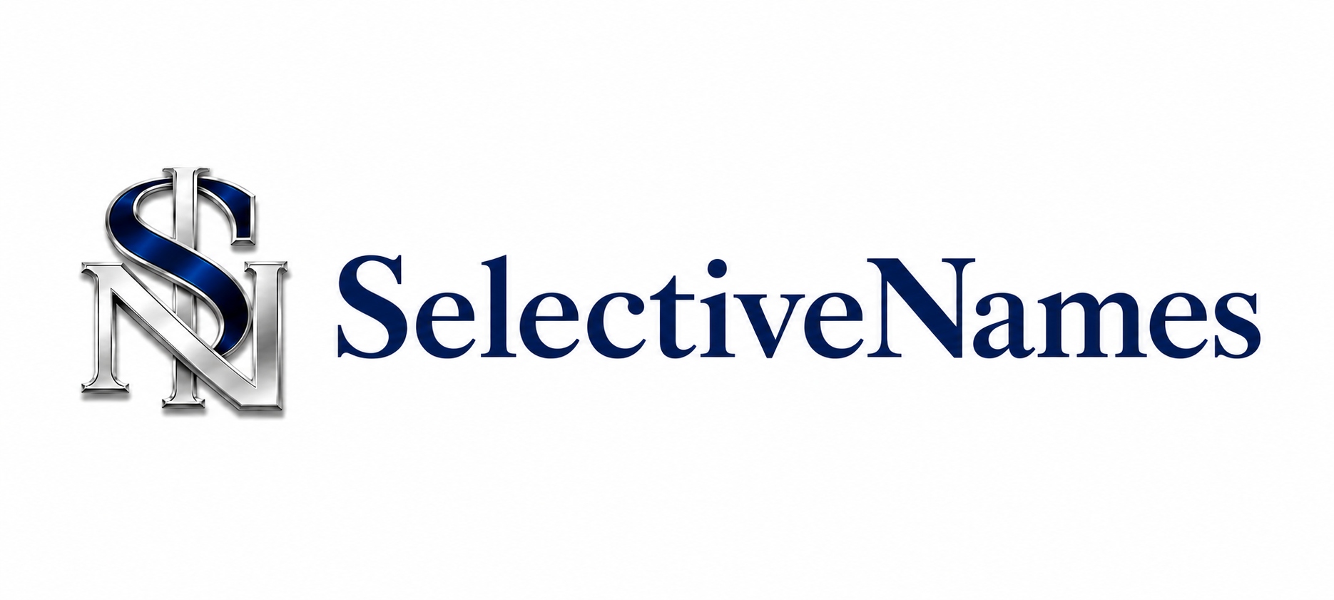 Selective Names logo with SN monogram and premium domain marketplace branding